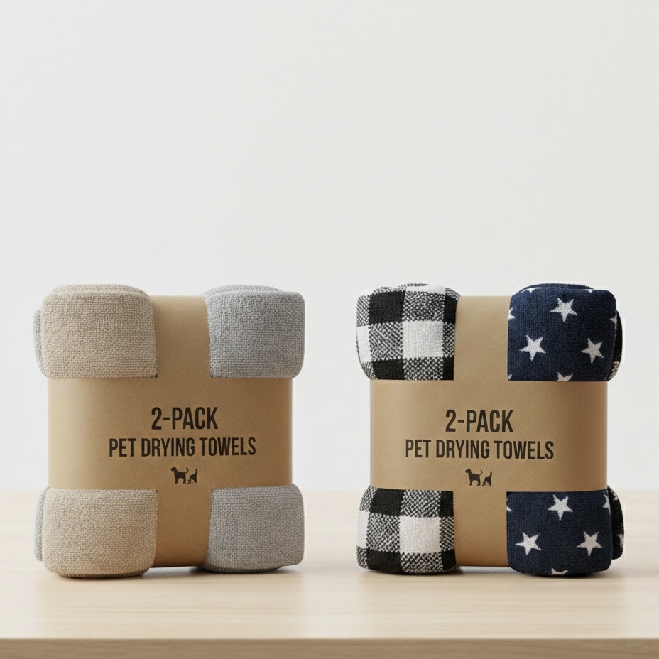 タオルで拭かれいる犬